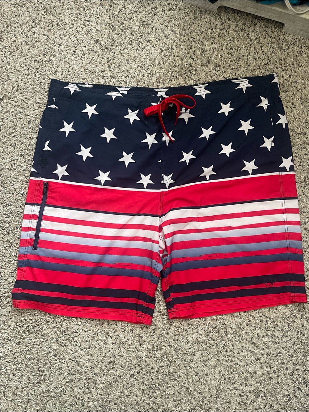 OP Men's Star & Stripe Swim Shorts - Navy, White, Red